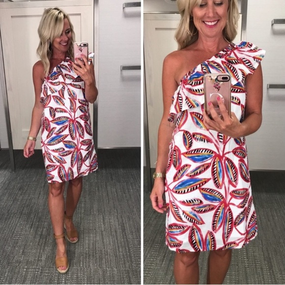 J. CREW One Shoulder Linen Blend Floral Print Dress - Picture 2 of 16